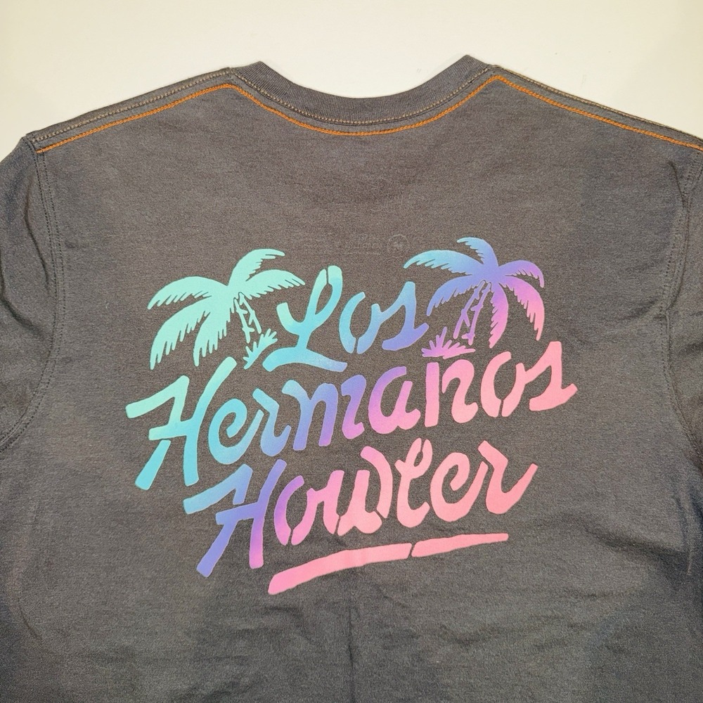 Howler Bros Mens M Los Hermanos Howler Pocket T-Shirt Charcoal Gray Neon Palm